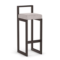 Hoker tapicerowany z oparciem - Jasny szary