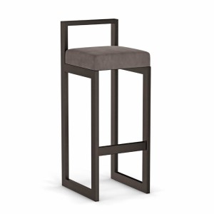 Hoker tapicerowany z oparciem - Ciemny szary