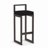 Hoker tapicerowany z oparciem - Czarny