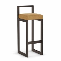 Hoker tapicerowany z oparciem - Karmelowy