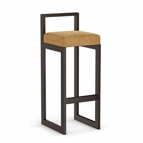 Hoker tapicerowany z oparciem - Karmelowy (1).jpg