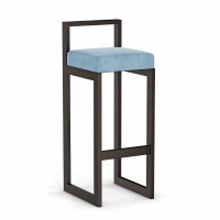 Hoker tapicerowany z oparciem - Błękitny