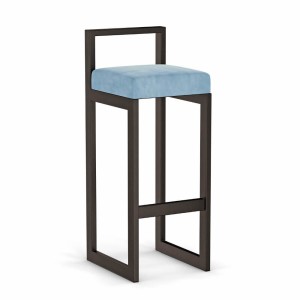 Hoker tapicerowany z oparciem - Błękitny