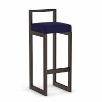 Hoker tapicerowany z oparciem - Granatowy