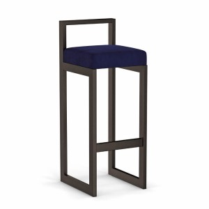 Hoker tapicerowany z oparciem - Granatowy