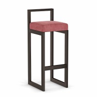 Hoker tapicerowany z oparciem - Różowy