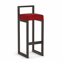 Hoker tapicerowany z oparciem - Czerwony