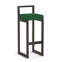 Hoker tapicerowany z oparciem - Butelkowa zieleń