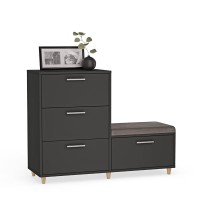 Komoda do przedpokoju z siedziskiem - Czarna