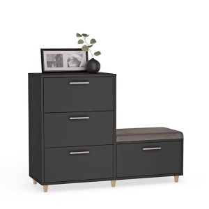 Komoda do przedpokoju z siedziskiem - Czarna