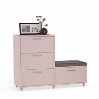 Komoda do przedpokoju z siedziskiem - Różowy