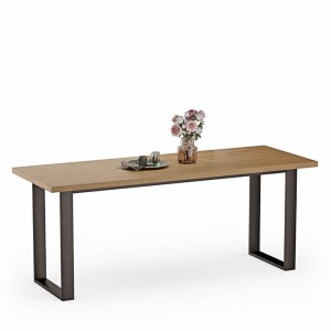 Rodzinny solidny stół do jadalni na metalowym stelażu Olaf  - Dąb kamienny