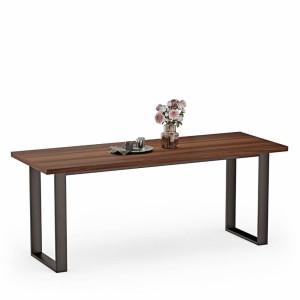 Rodzinny solidny stół do jadalni na metalowym stelażu Olaf  - Orzech