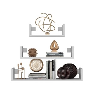 Zestaw trzech półek wiszących - Biała