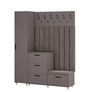 Meble do przedpokoju z panelami tapicerowanymi - Grafitowy