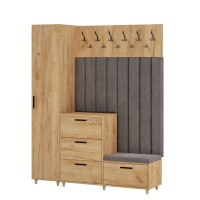 Meble do przedpokoju z panelami tapicerowanymi - Dąb złoty