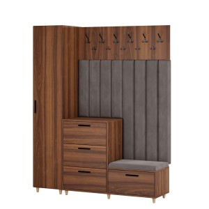 Meble do przedpokoju z panelami tapicerowanymi - Orzech