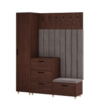 Meble do przedpokoju z panelami tapicerowanymi - Wenge