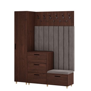 Meble do przedpokoju z panelami tapicerowanymi - Wenge