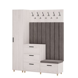 Meble do przedpokoju z panelami tapicerowanymi - Sosna