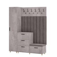 Meble do przedpokoju z panelami tapicerowanymi - Beton