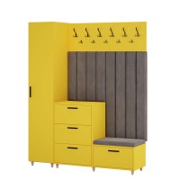 Meble do przedpokoju z panelami tapicerowanymi - Żółty