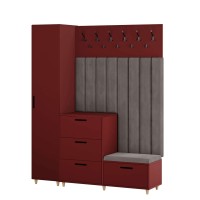 Meble do przedpokoju z panelami tapicerowanymi- Czerwony