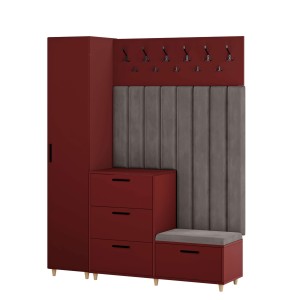 Meble do przedpokoju z panelami tapicerowanymi- Czerwony
