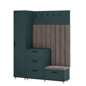 Meble do przedpokoju z panelami tapicerowanymi - Zielony