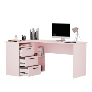Biurko lekarskie narożne z szufladami - Różowe 