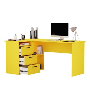 Biurko lekarskie narożne z szufladami - Żółty