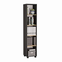 Regał biurowy na segregatory - Czarny/Dąb Złoty