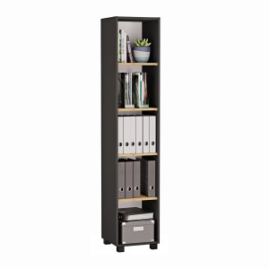 Regał biurowy na segregatory - Czarny/Dąb Złoty