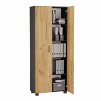 Szafa biurowa na segregatory - Czarny/ Dąb Złoty