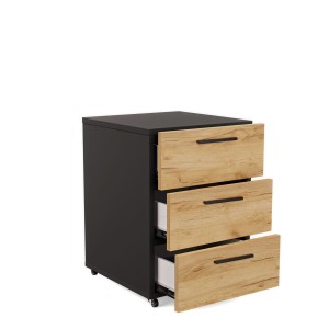 Kontenerek pod biurko - Czarny/ Dąb Złoty