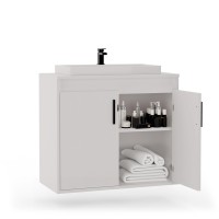 Wisząca łazienkowa szafka pod umywalkę - Biała