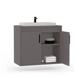 Wisząca łazienkowa szafka pod umywalkę - Grafitowa