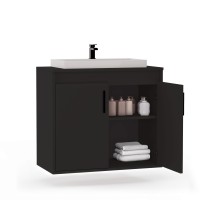 Wisząca łazienkowa szafka pod umywalkę - Czarna
