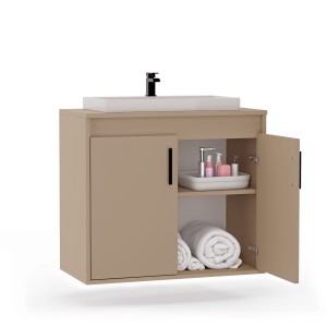 Wisząca łazienkowa szafka pod umywalkę - Cappuccino