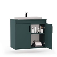 Wisząca łazienkowa szafka pod umywalkę - Zielona