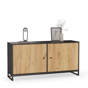 Komoda metalowa czarna/dąb złoty - kolekcja Metalove 