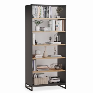 Regał metalowy podwójny Czarny/ Dąb złoty - kolekcja Metalove 