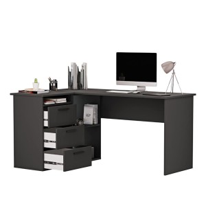 Biurko narożne z szufladami - Czarne 