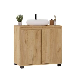 Stojąca łazienkowa szafka pod umywalkę - Dąb Złoty