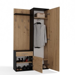 Garderoba do przedpokoju z lustrem - Antracyt/Dąb Artisan