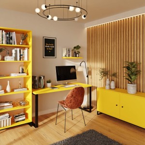 Biurko z metalowymi nogami - Żółte (7).jpg