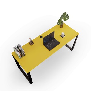 Biurko z metalowymi nogami - Żółte (4).jpg