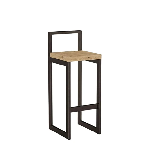 Metalowy Hoker loft z oparciem - Dąb Cremona