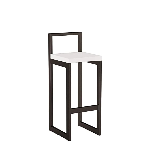 Metalowy Hoker loft z oparciem - Biały
