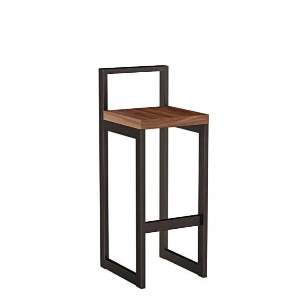 Metalowy Hoker loft z oparciem - Orzech